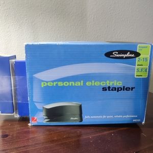 Swingline personal electric stapler #42101 with two staple packs.